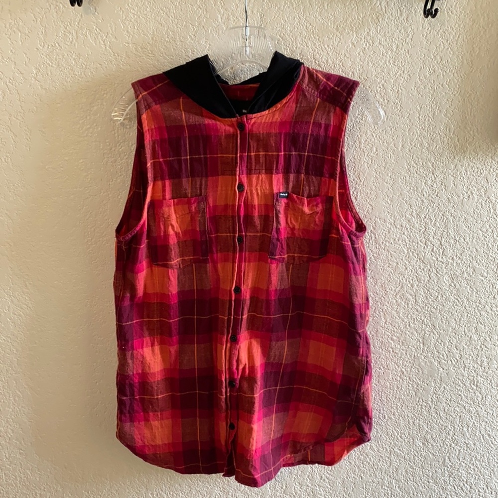 Hurley women’s tank top flannel size Medium